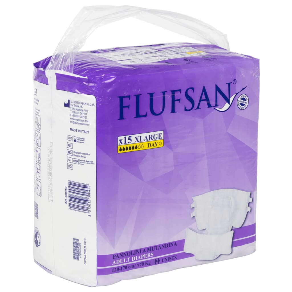 Flufsan Plienky pre dospelých jednorázové 15 ks veľkosť XL
