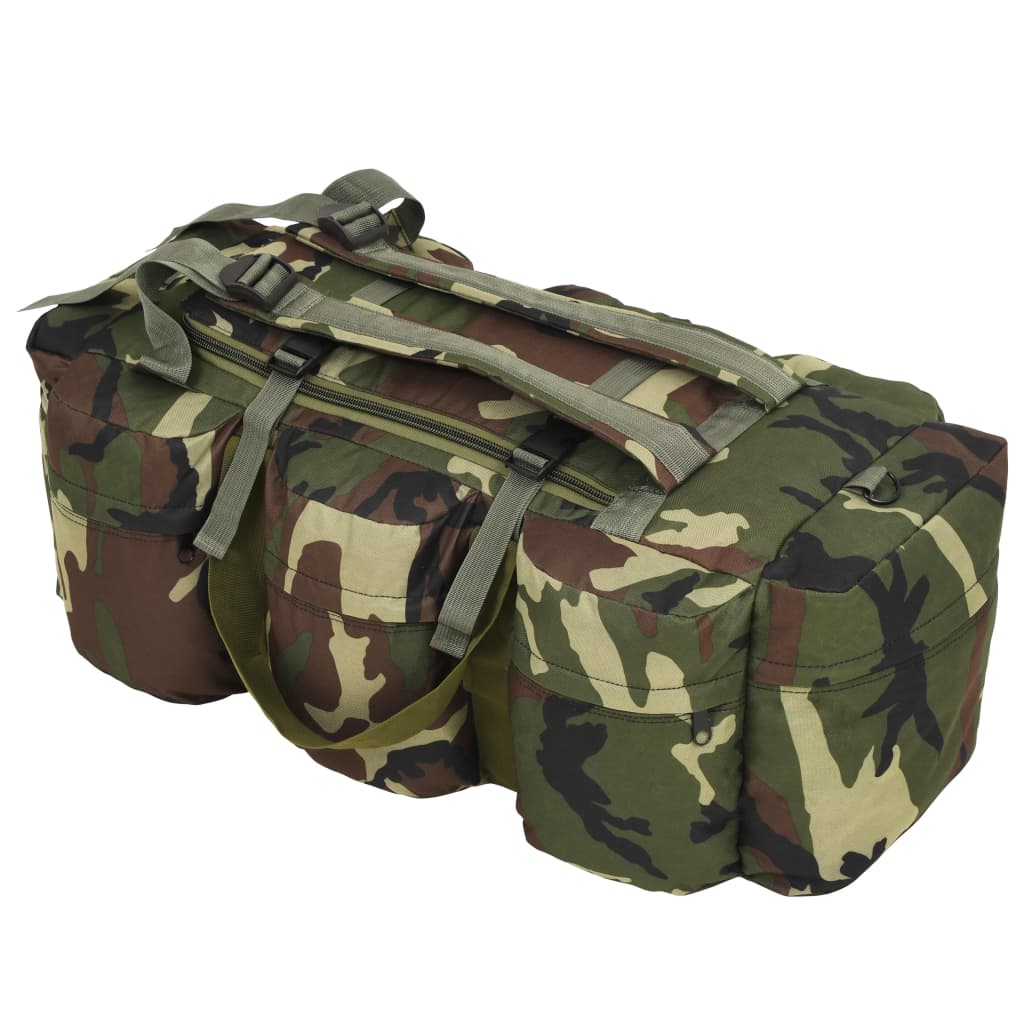 vidaXL Športová taška 3 v 1, army štýl 120 l, maskáčová