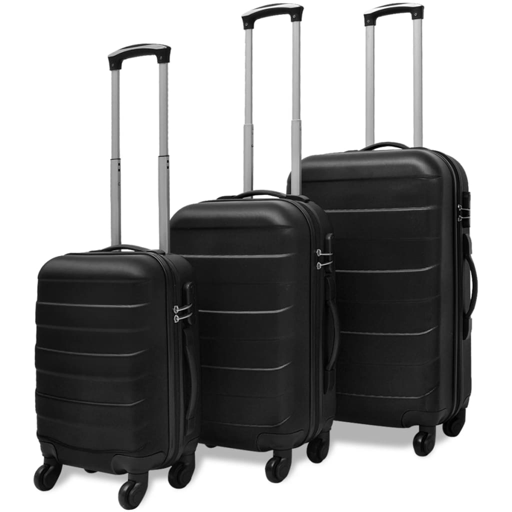 Sada troch čiernych cestovných kufrov na kolieskach vidaXL