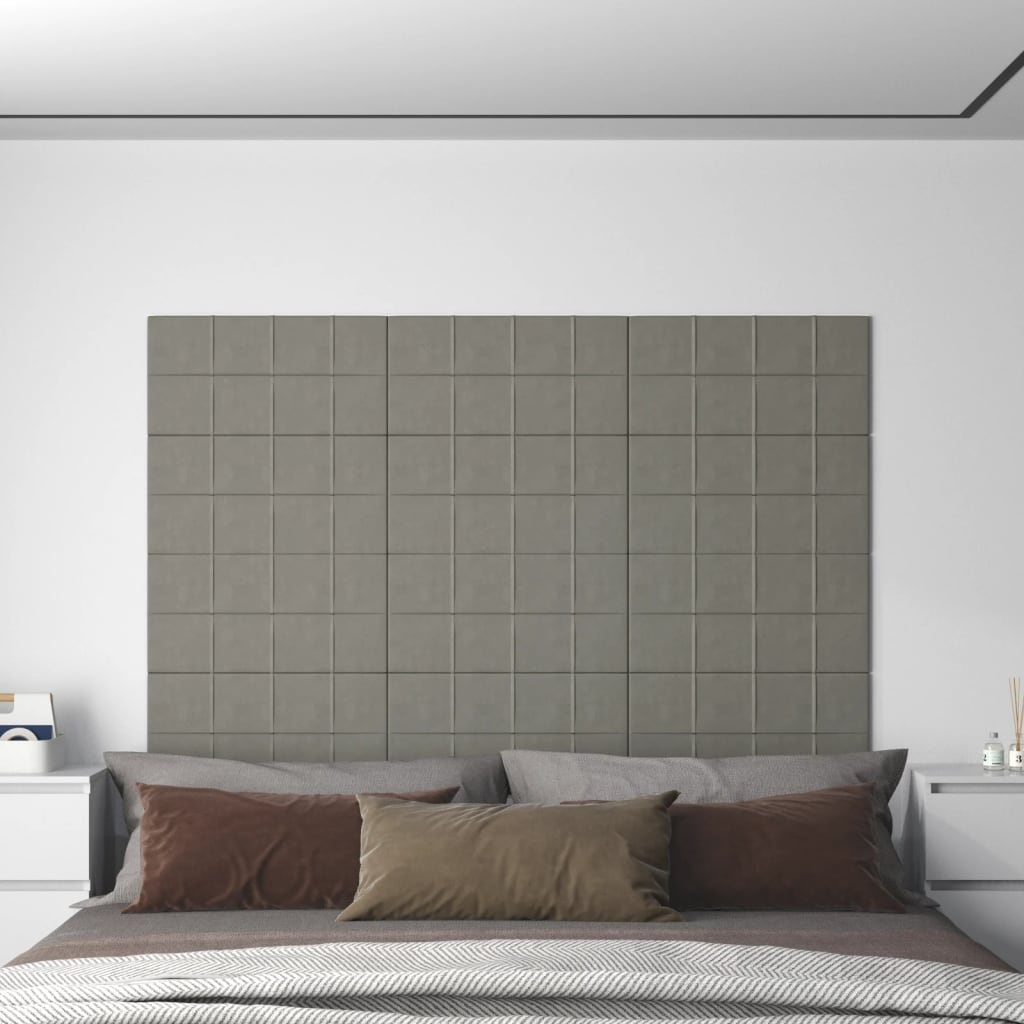 vidaXL Nástenné panely 12 ks bledosivé 60x30 cm zamat 2,16 m²