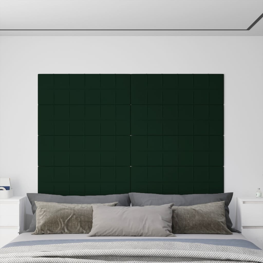 vidaXL Nástenné panely 12 ks tmavozelené 90x30 cm zamat 3,24 m²