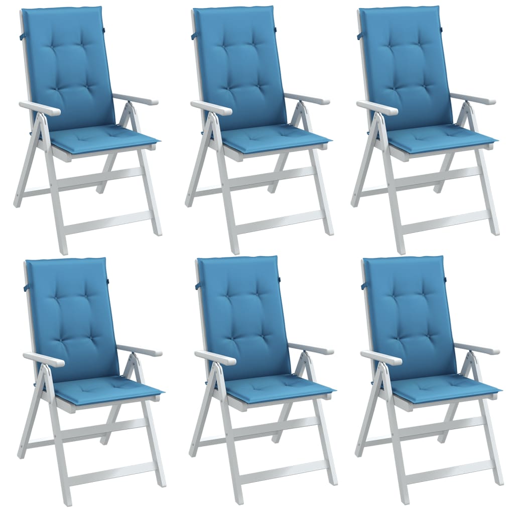 vidaXL Vankúše na stoličky 6 ks modrá melanž 120x50x4 cm látka