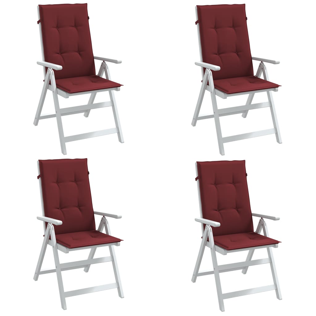 vidaXL Vankúše na stoličky 4 ks vínovočervená melanž 120x50x4 cm látka