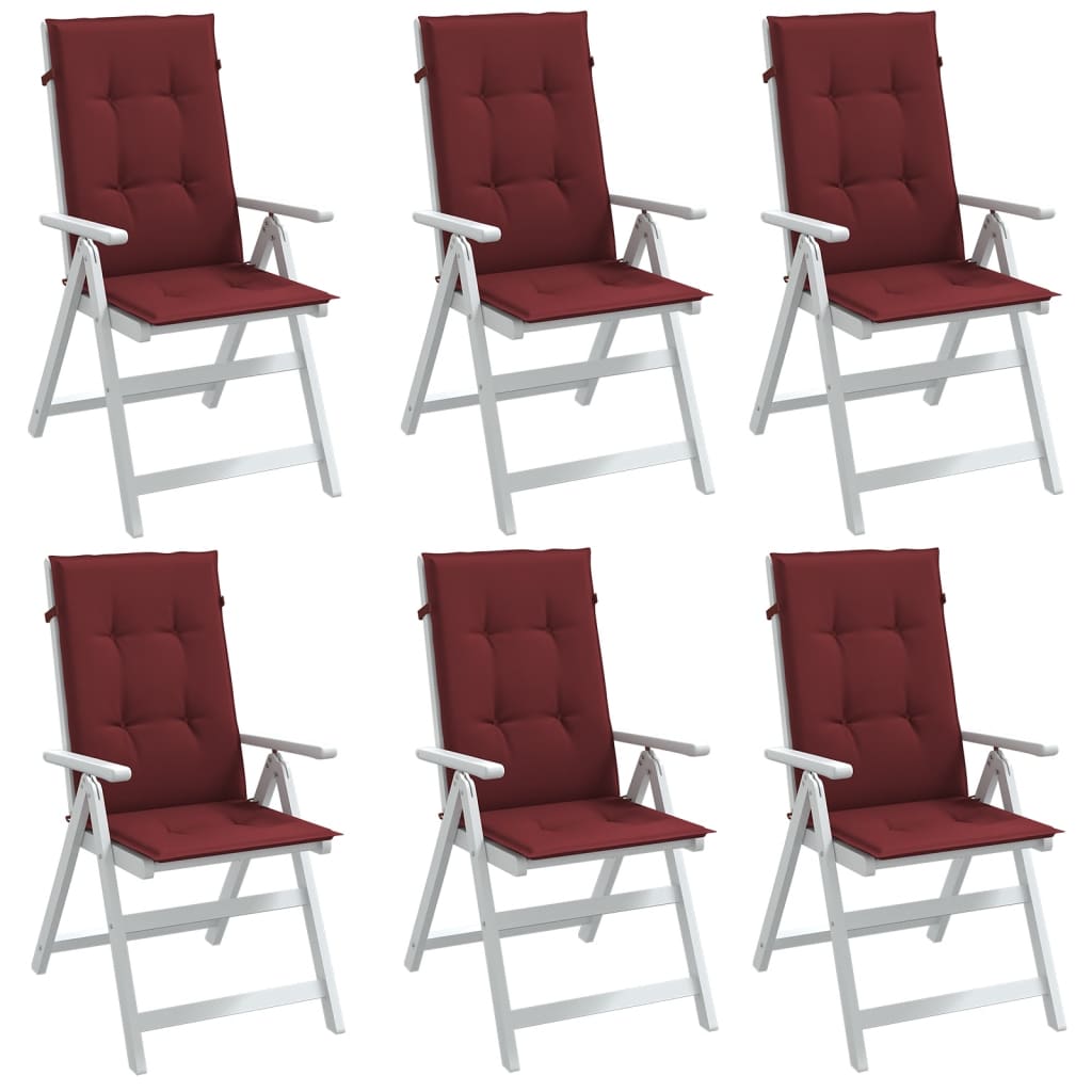 vidaXL Vankúše na stoličky 6 ks vínovočervená melanž 120x50x4 cm látka