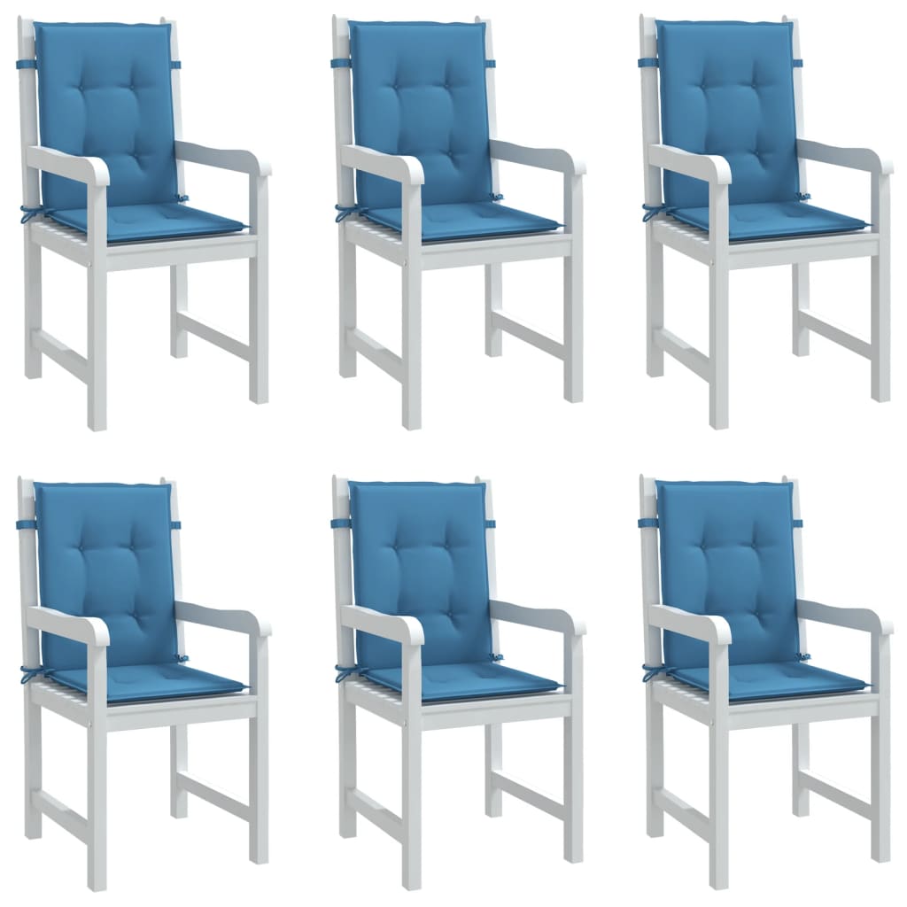 vidaXL Vankúše na stoličky 6 ks modrá melanž 100x50x4 cm látka