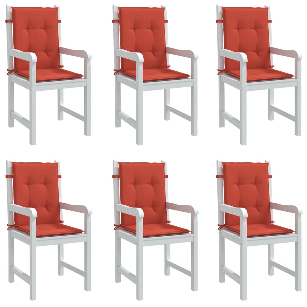 vidaXL Vankúše na stoličky 6 ks červená melanž 100x50x4 cm látka