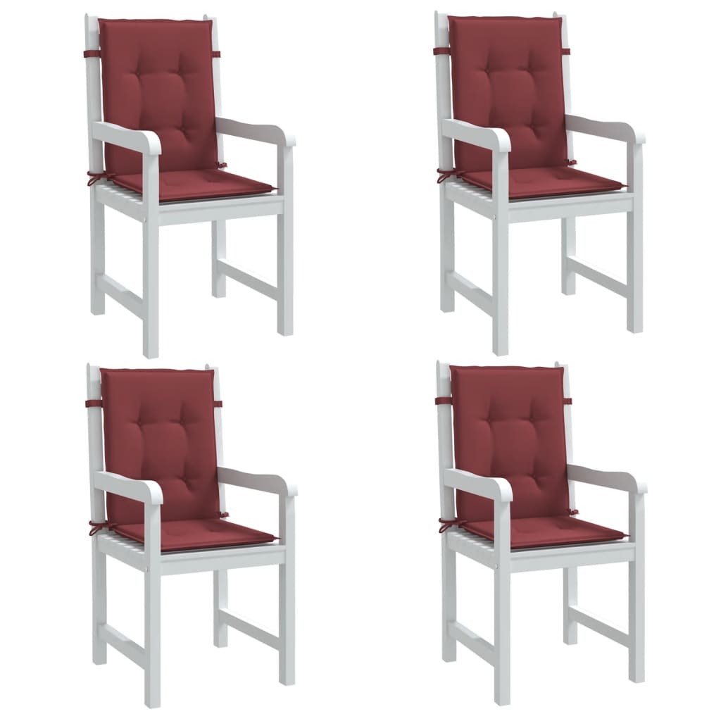 vidaXL Vankúše na stoličky 4 ks vínovočervená melanž 100x50x4 cm látka