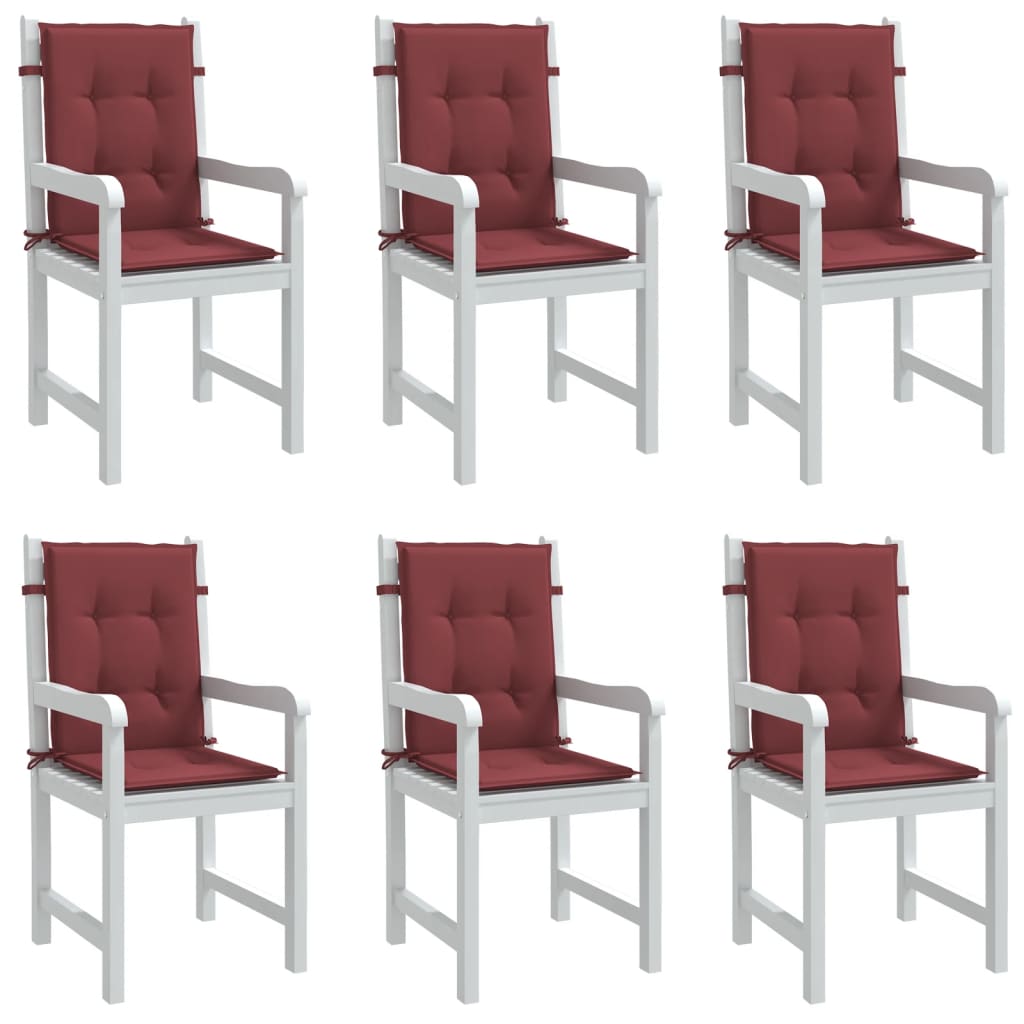 vidaXL Vankúše na stoličky 6 ks vínovočervená melanž 100x50x4 cm látka