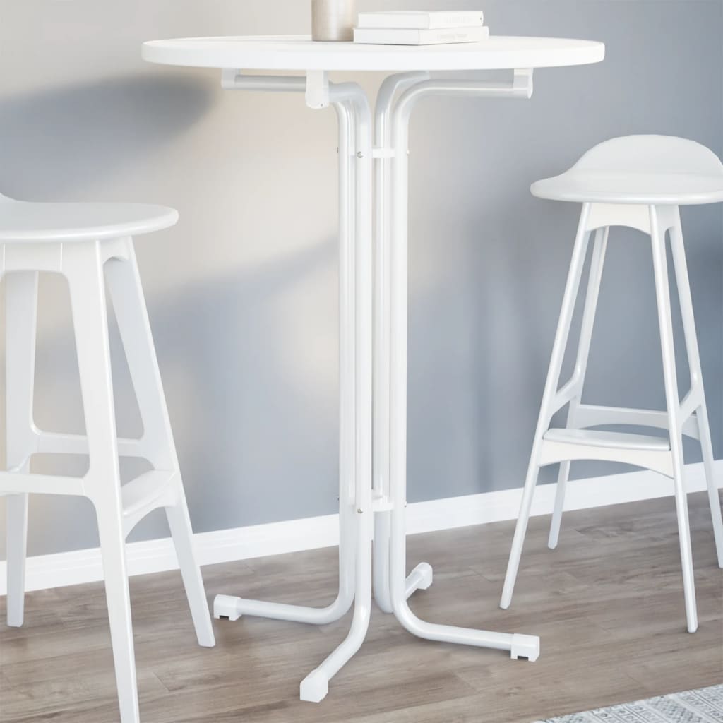 vidaXL Jedálenský stôl biely Ø80x110 cm kompozitné drevo a oceľ