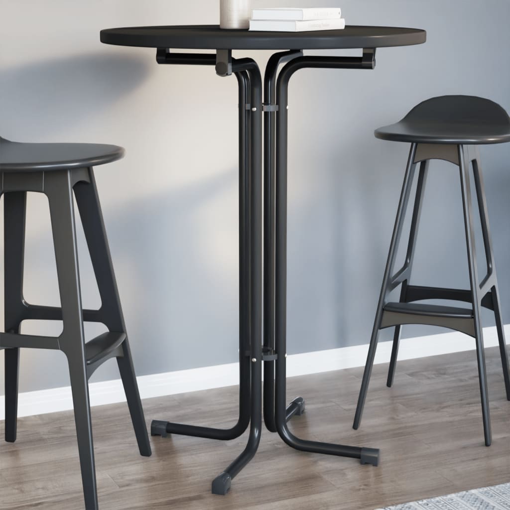 vidaXL Jedálenský stôl čierny Ø80x110 cm kompozitné drevo a oceľ
