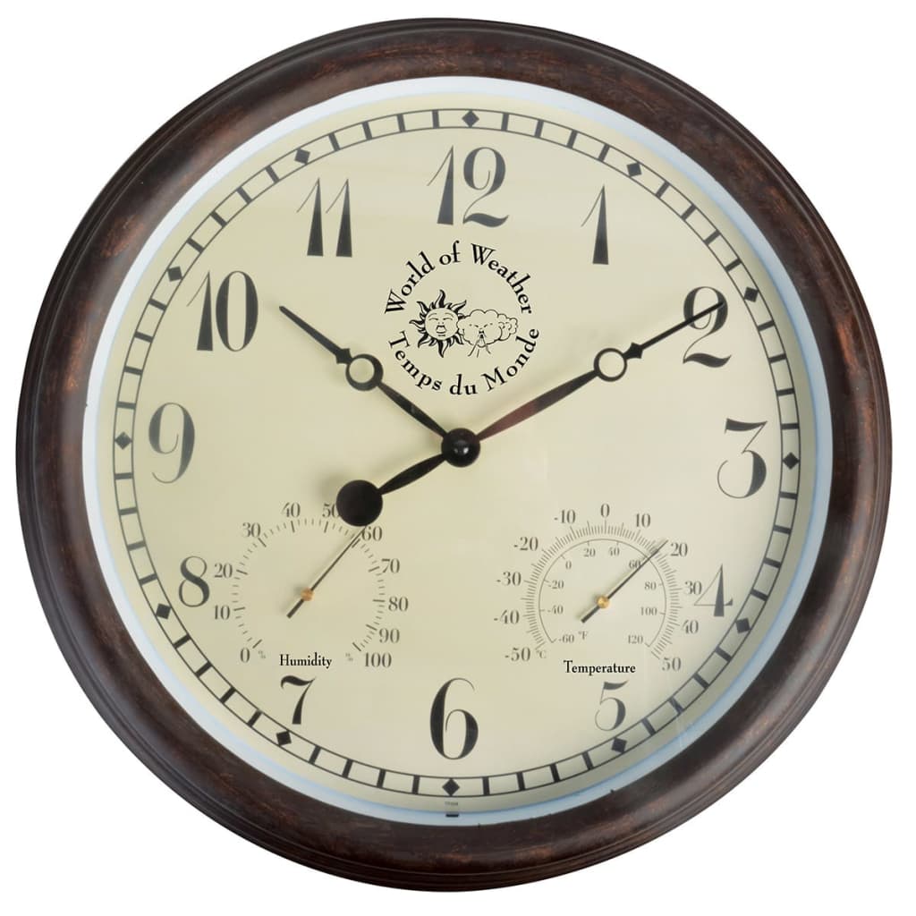 Esschert Design Staničné hodiny s teplomerom a vlhkomerom 30,5 cm TF008