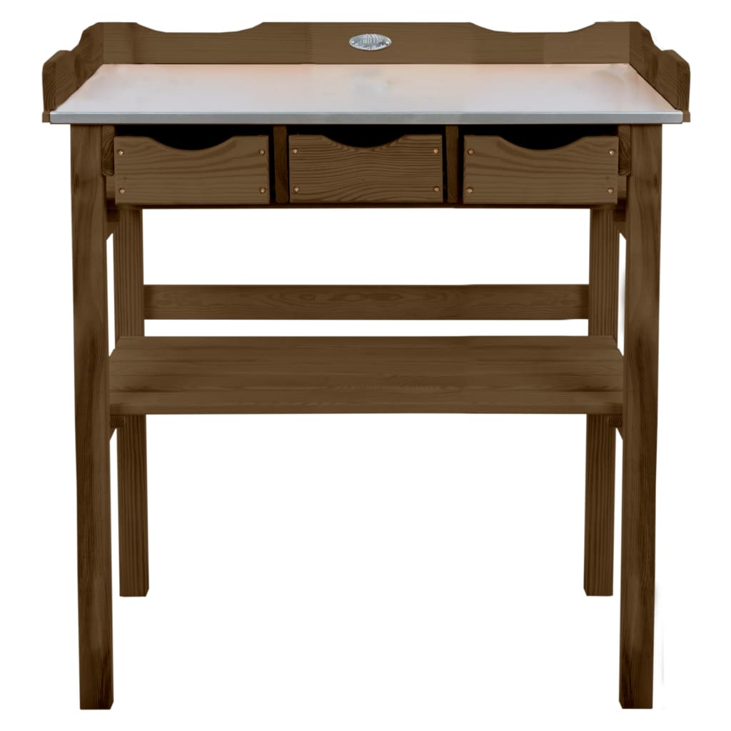 Esschert Design Presádzací stolík so zásuvkami hnedý