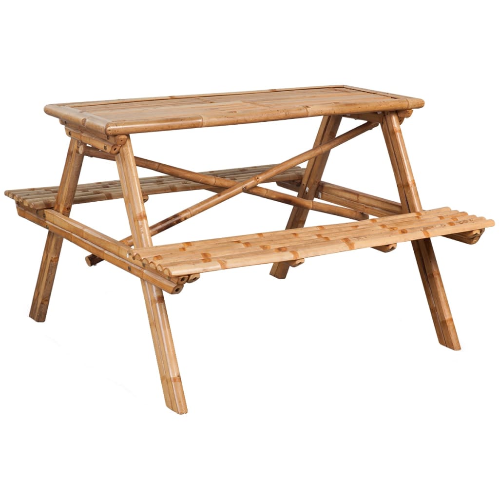 vidaXL Piknikový stôl z bambusu, 120x120x78 cm