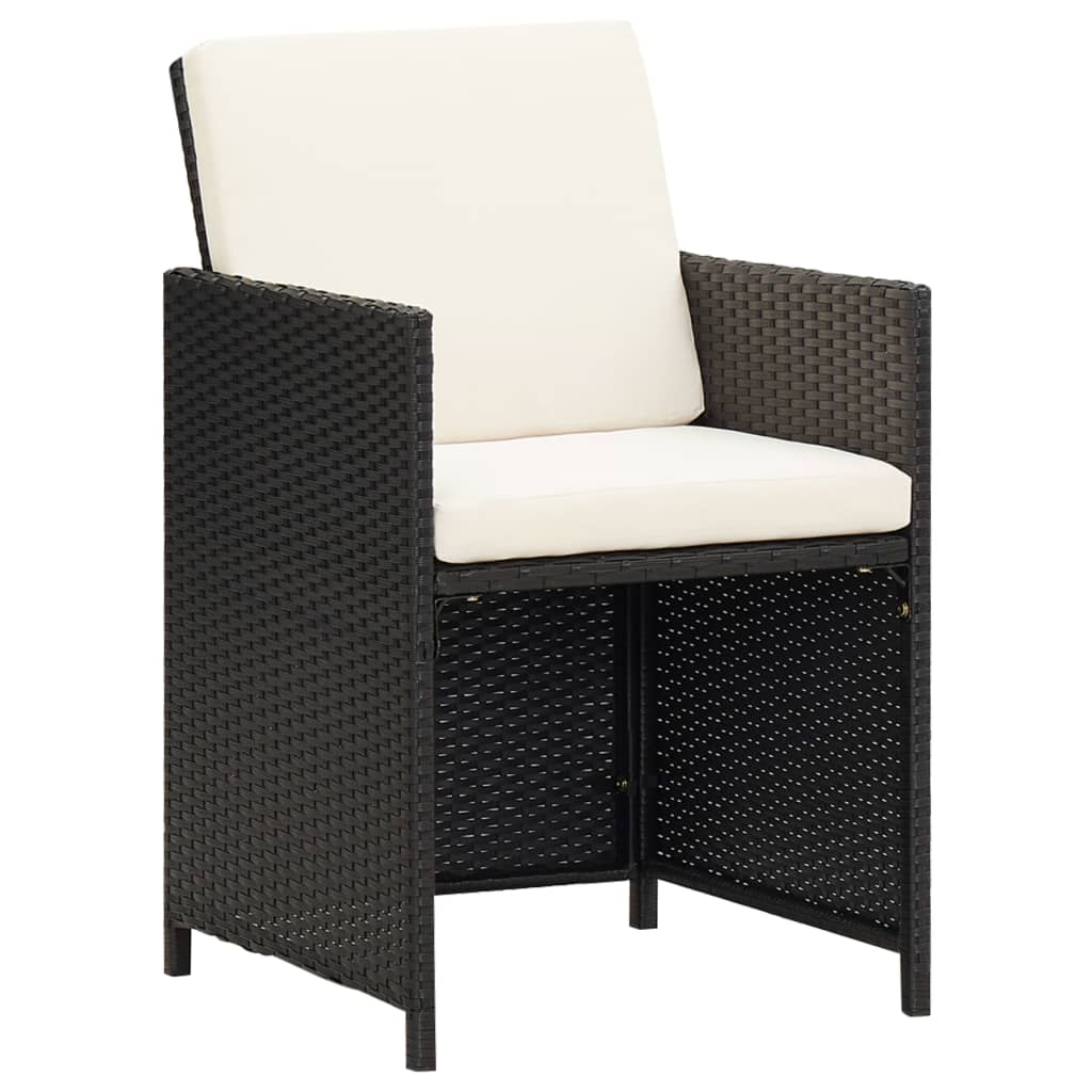 vidaXL Jedálenská polyratanová stolička, 2 ks, čierna, 52x56x85 cm