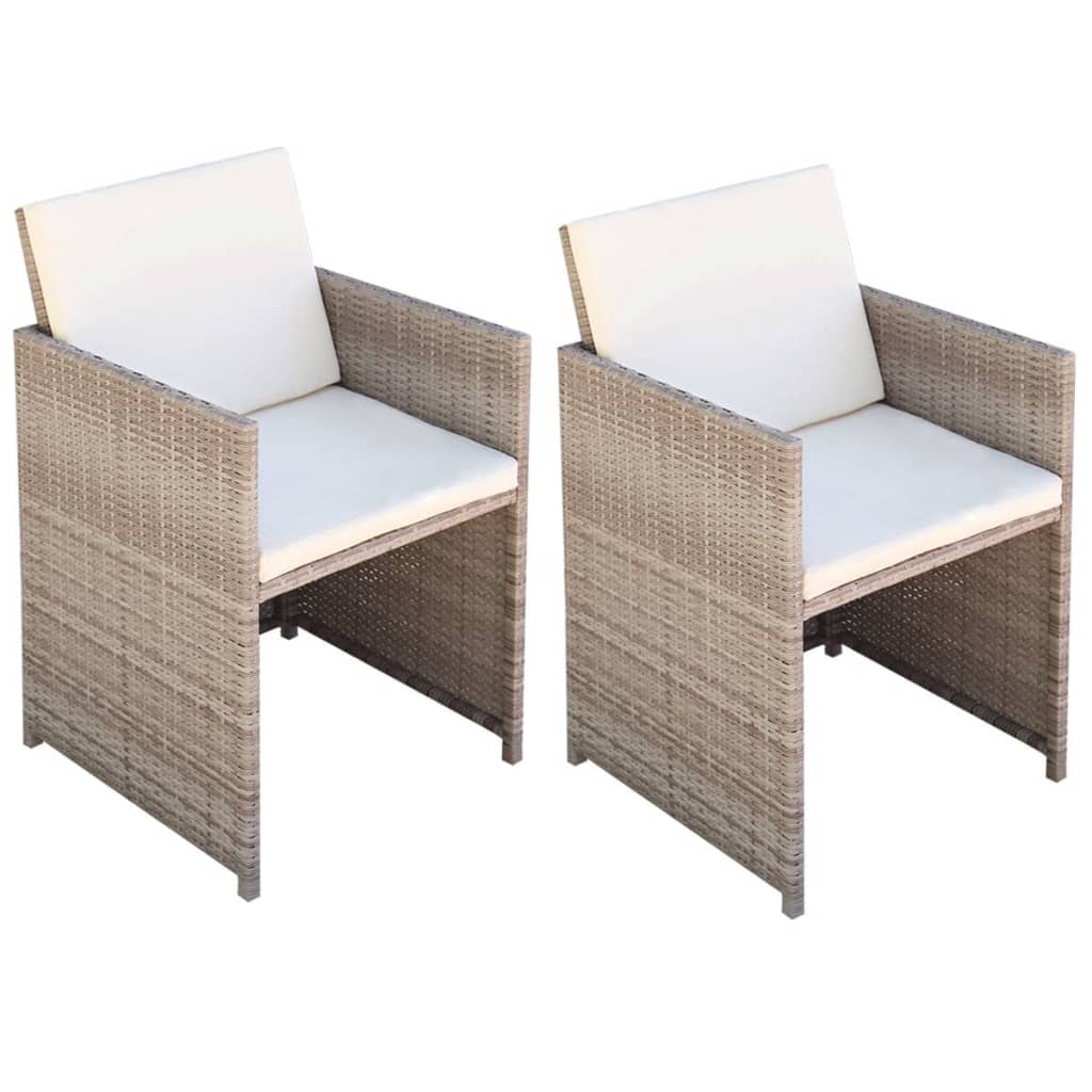 vidaXL Jedálenská polyratanová stolička, 2 ks, šedá/béžová, 52x56x85 cm