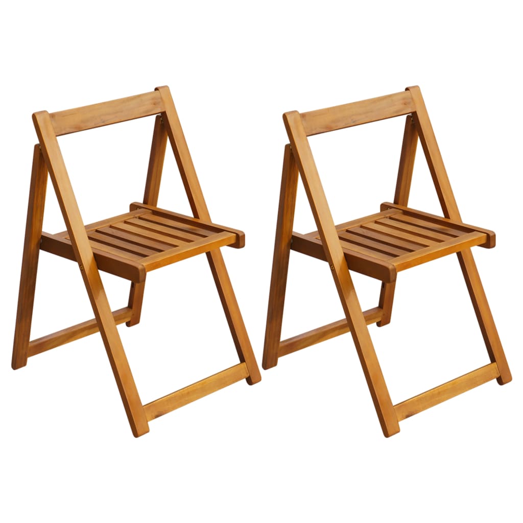 vidaXL Vonkajšie skladacie stoličky, 2 ks, akáciové drevo
