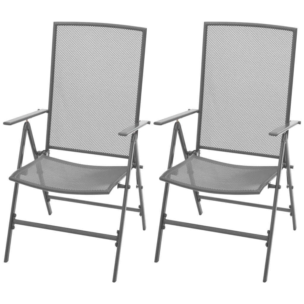 vidaXL Vonkajšie sklápacie stoličky, 2 ks, oceľová sieťovina