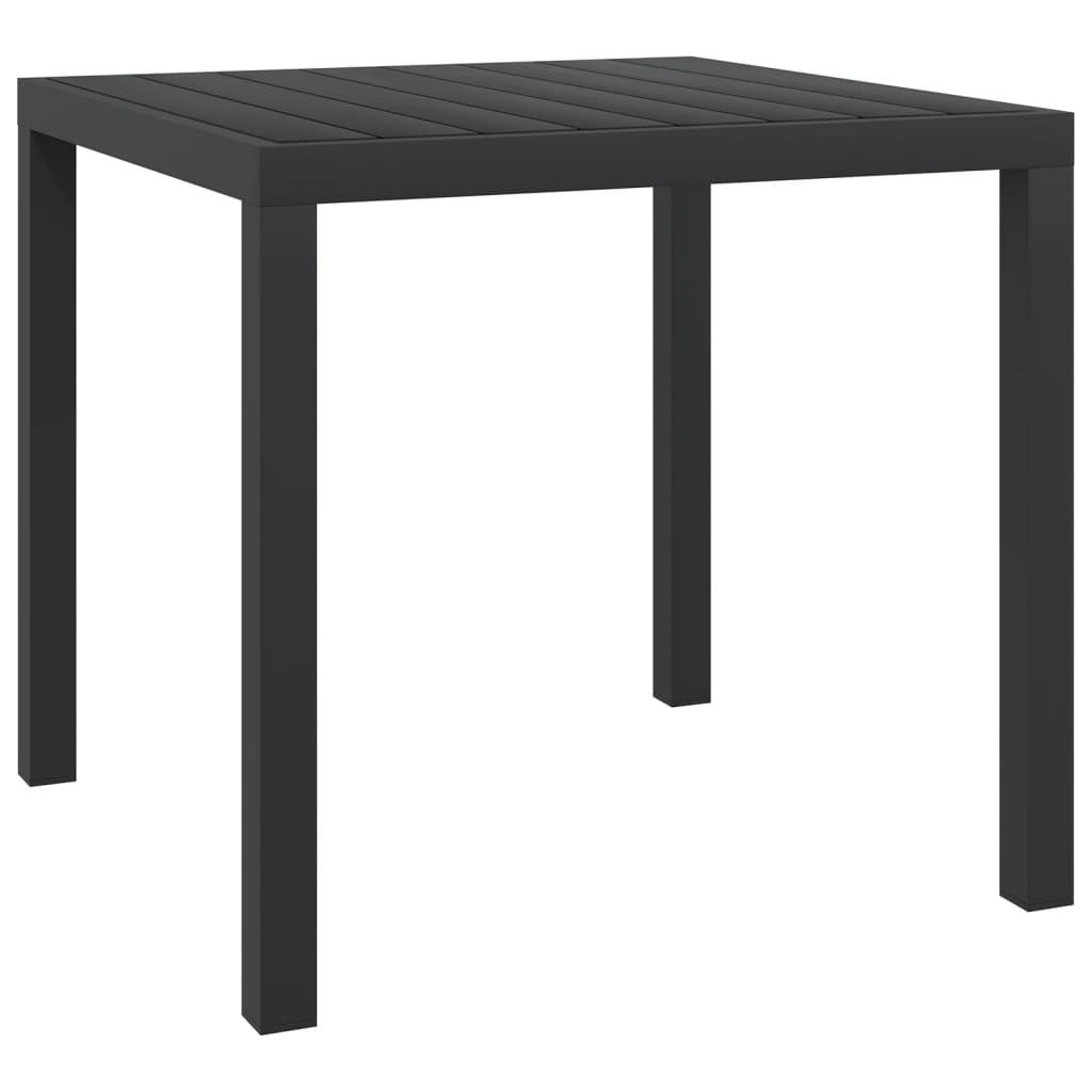 vidaXL Čierny záhradný jedálenský stôl, WPC a hliník, 80x80x74 cm