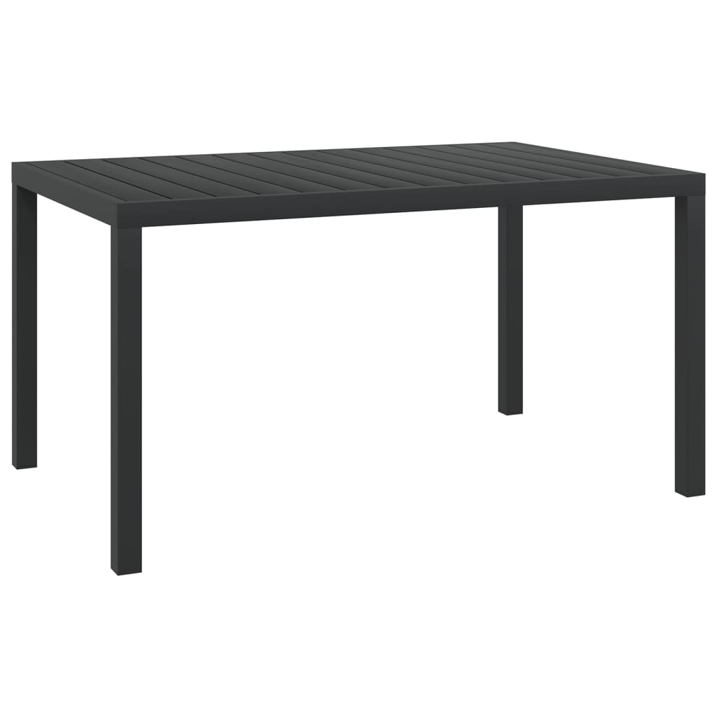 vidaXL Čierny záhradný jedálenský stôl, WPC a hliník, 150x90x74 cm