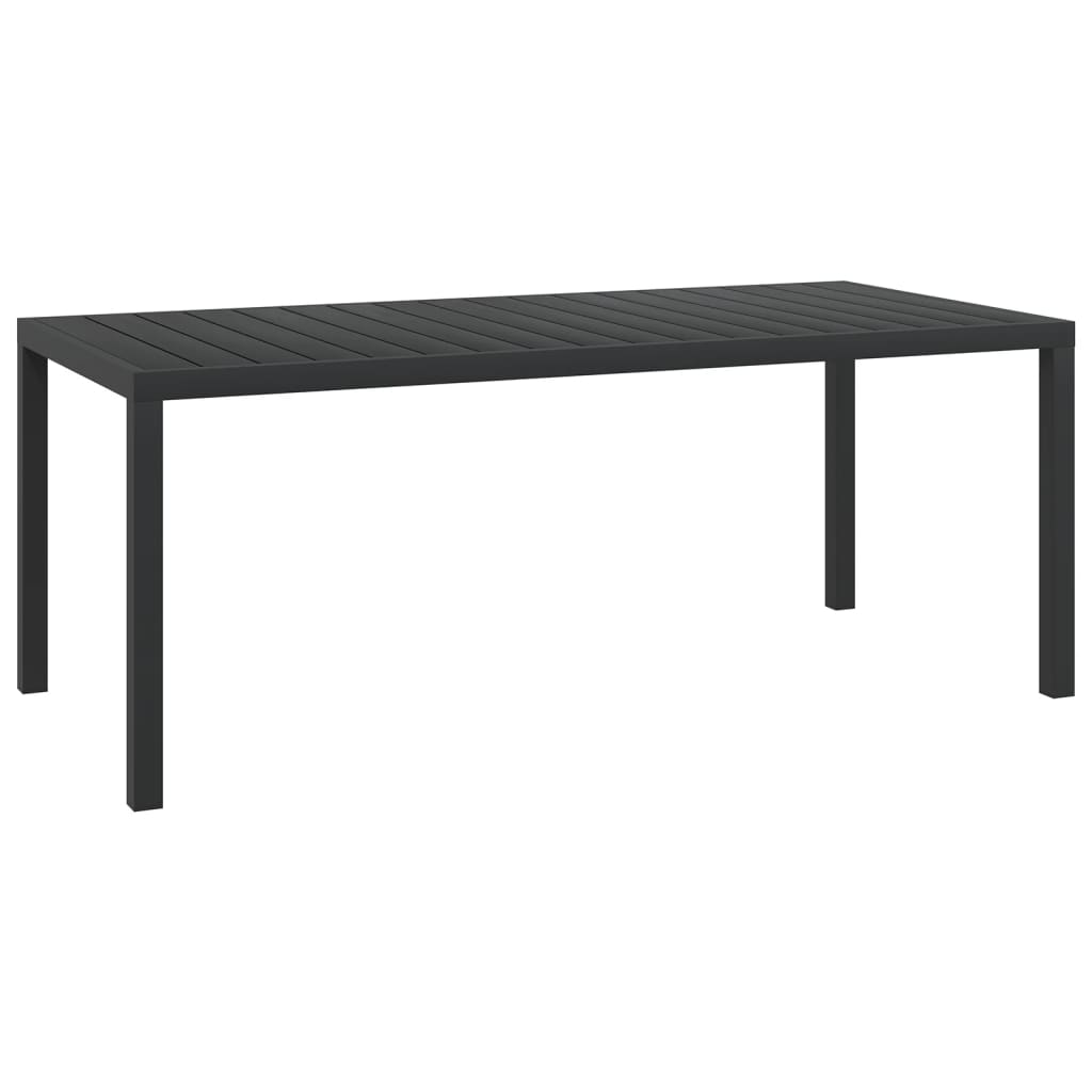 vidaXL Čierny záhradný jedálenský stôl, WPC a hliník, 185x90x74 cm