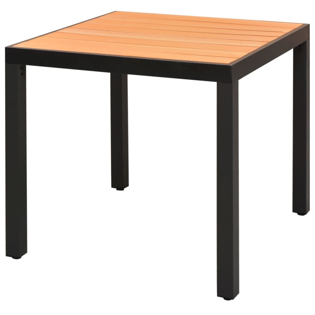 vidaXL Hnedý záhradný jedálenský stôl, WPC a hliník, 80x80x74 cm