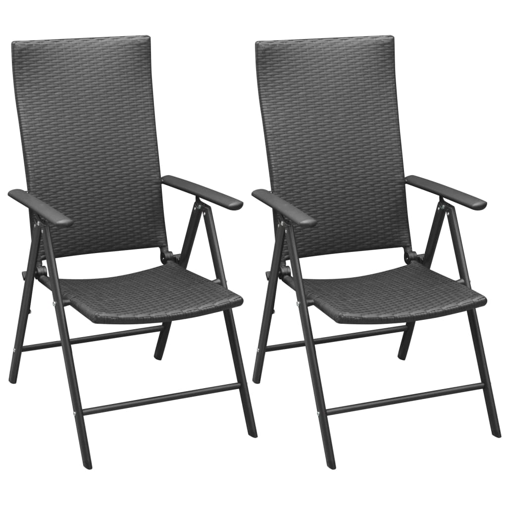 vidaXL Záhradné polyratanové hliníkové stoličky, 2 ks, čierne