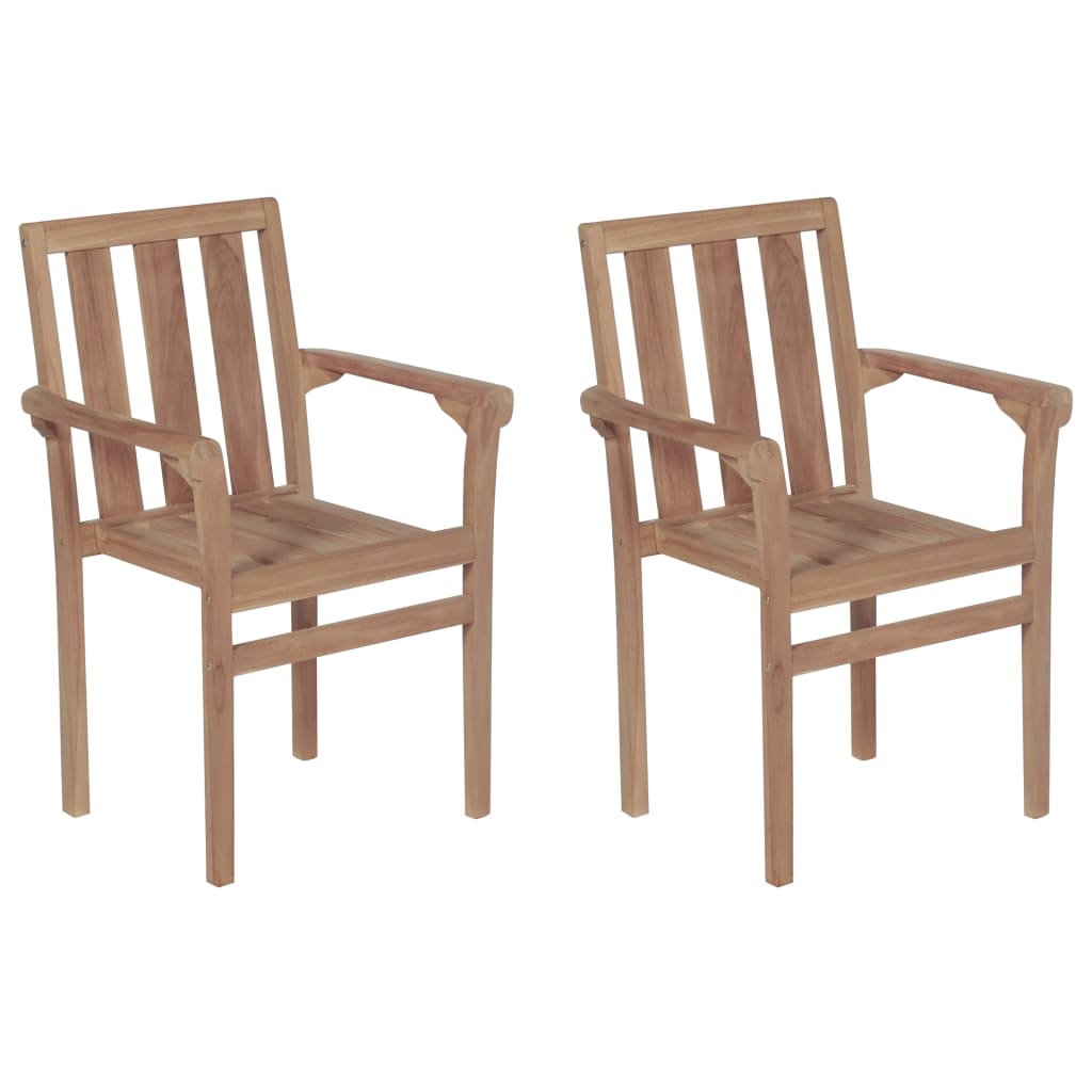 vidaXL Stohovateľné stoličky na vonkajšie použitie, 2 ks, teakové drevo