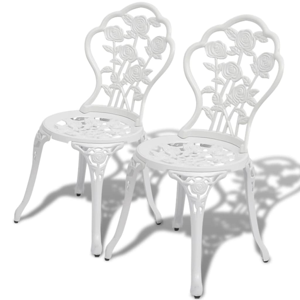 vidaXL Biele bistro stoličky 2 ks, odliatok hliníka, 41x49x81,5 cm