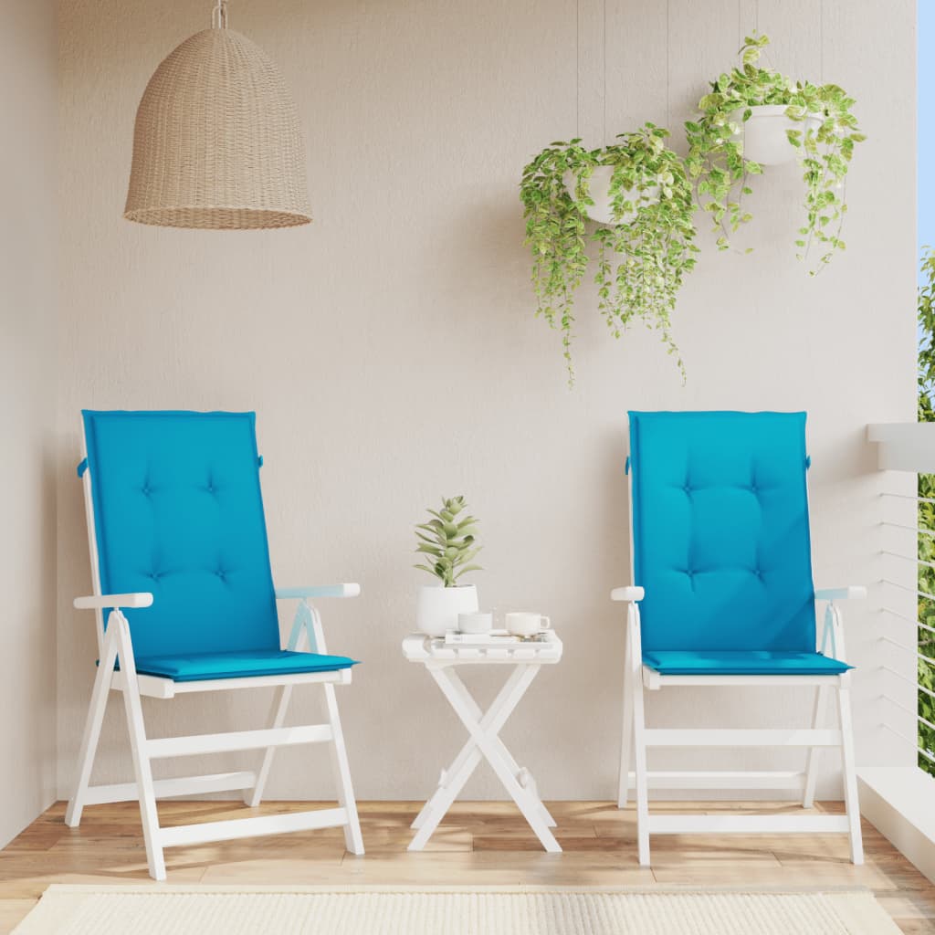 vidaXL Modré sedáky na záhradné stoličky, 2 ks, 120x50x3 cm
