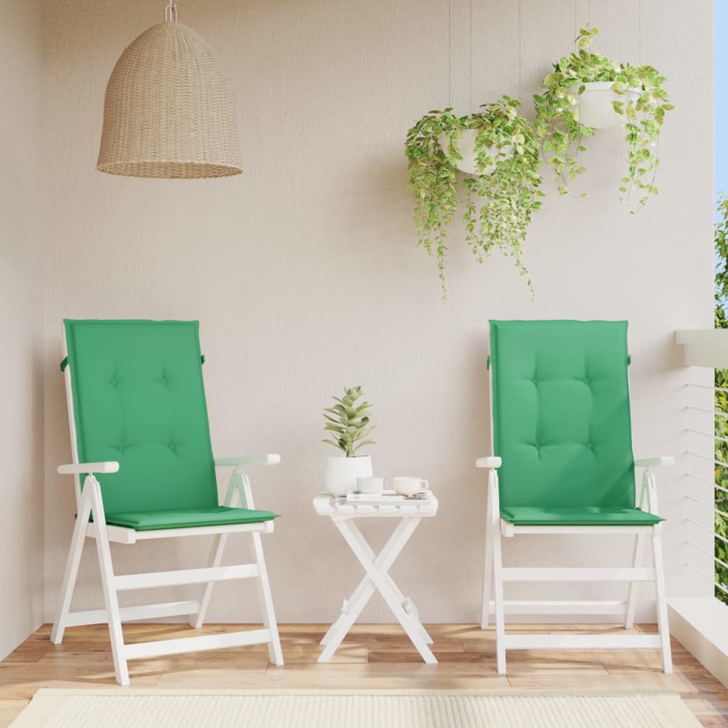vidaXL Zelené sedáky na záhradné stoličky, 2 ks, 120x50x3 cm