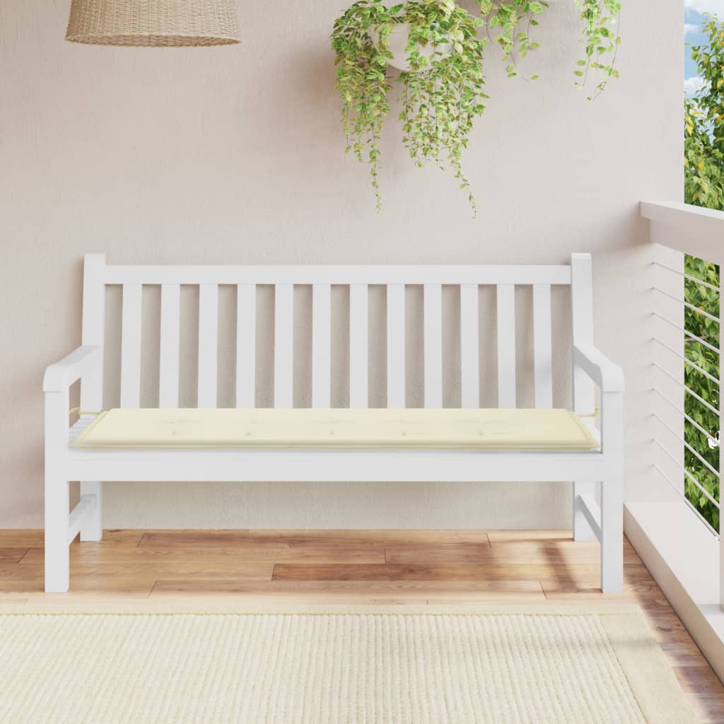 vidaXL Sedák na záhradnú lavičku, krémový, 150x50x3 cm