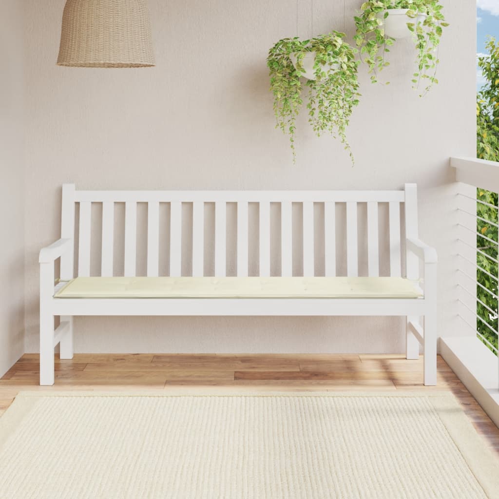 vidaXL Sedák na záhradnú lavičku, krémový, 180x50x3 cm