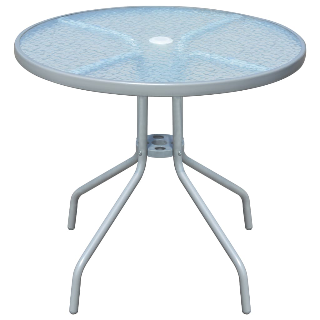 vidaXL Vonkajší oceľový okrúhly stôl, 80x71 cm, sivý