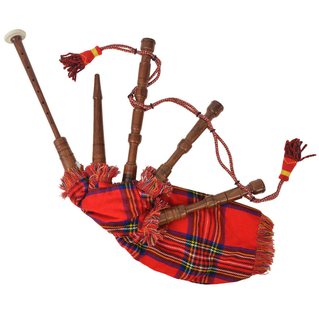 vidaXL Detské škótske gajdy, červené, Royal Stewart, tartan