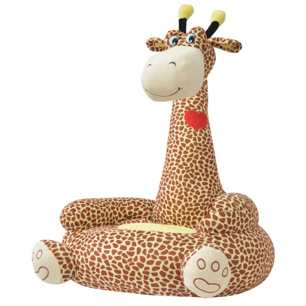 vidaXL Detské plyšové kreslo Žirafa, hnedé
