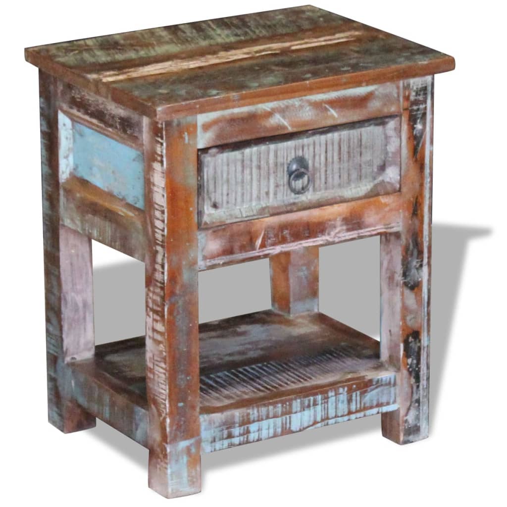 vidaXL Bočný stolík s 1 zásuvkou z recyklovaného dreva, 43x33x51cm