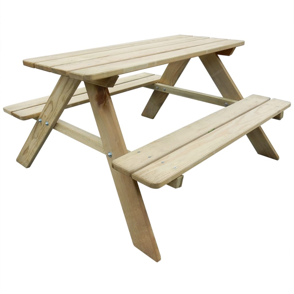 vidaXL Detský borovicový piknikový stôl, 89 x 89,6 x 50,8 cm (41701)