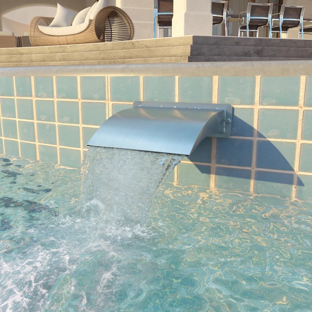 vidaXL Strieborná bazénová fontána, nehrdzavejúca oceľ, 30x9x26 cm