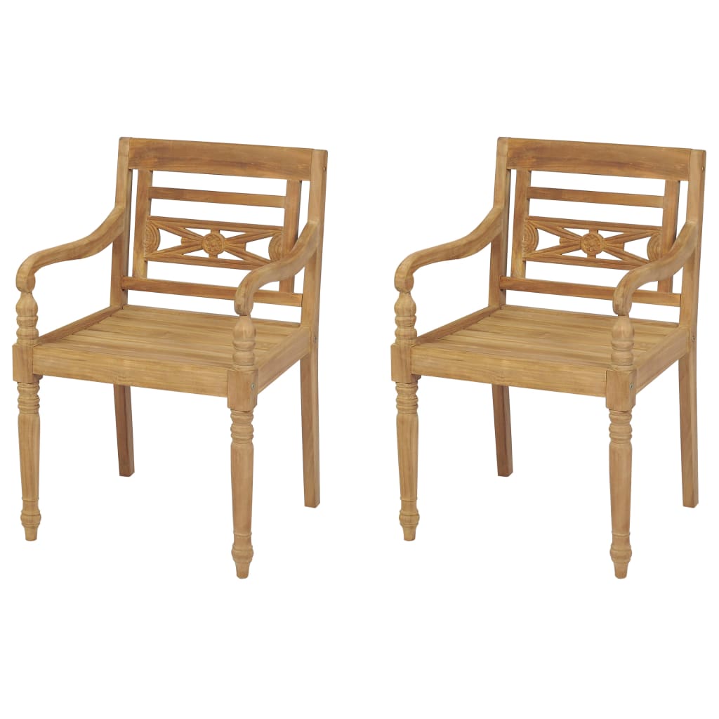 vidaXL Záhradné stoličky Batavia z teakového dreva, 2 ks, 55x51,5x84 cm