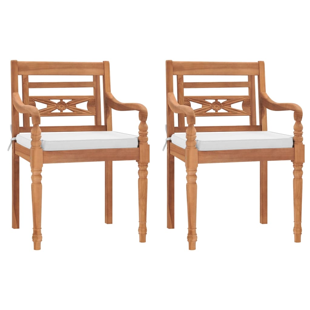 vidaXL Záhradné stoličky Batavia z teakového dreva, 2 ks, 55x51,5x84 cm