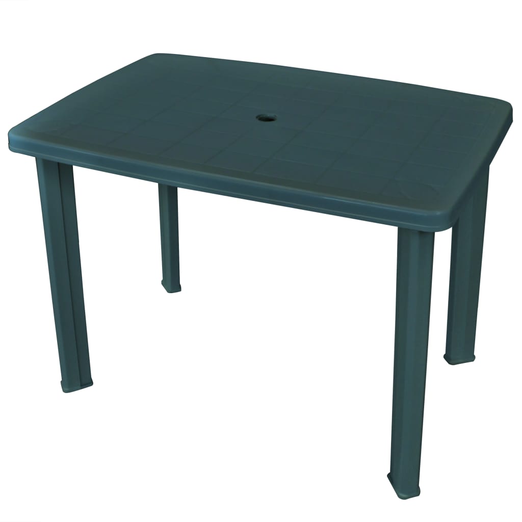 vidaXL Záhradný plastový zelený stôl, 101x68x72 cm