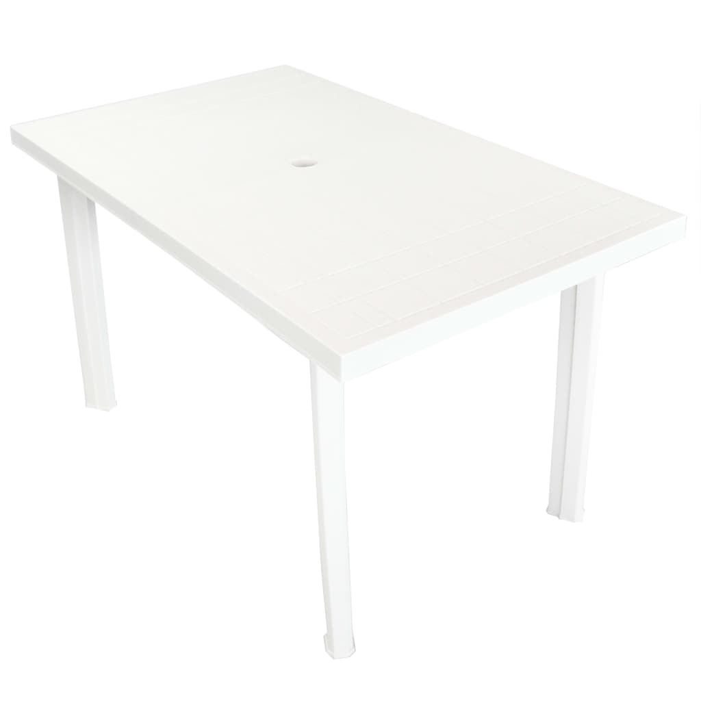 vidaXL Záhradný stôl 126 x 76 x 72 cm, plast, biely