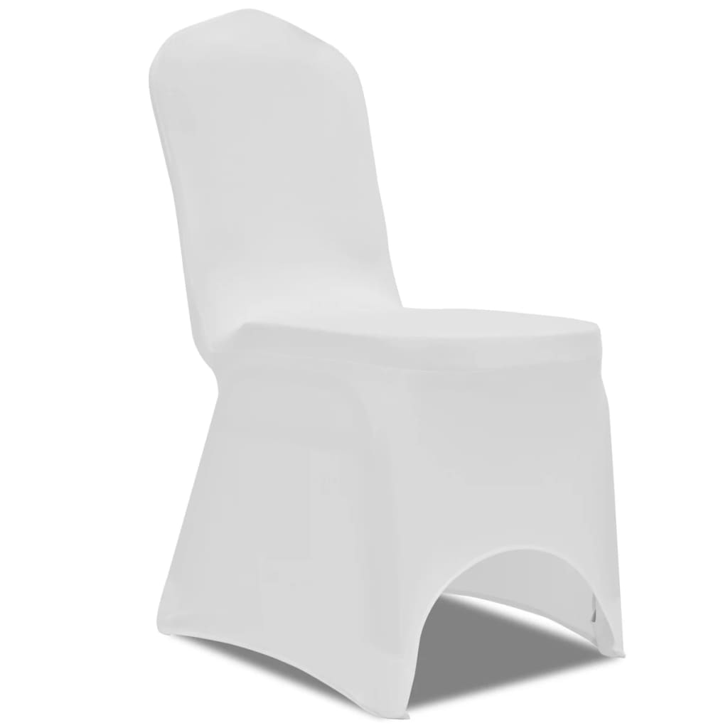 vidaXL Naťahovací návlek na stoličku, 100 ks, biely (241196x2)