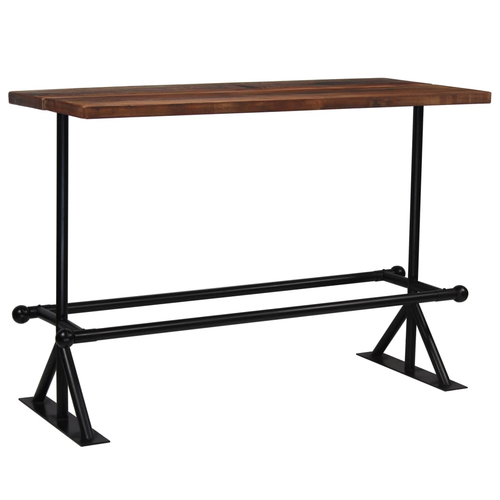 vidaXL Barový stôl, masívne recyklované drevo, tmavohnedý, 150x70x107 cm 