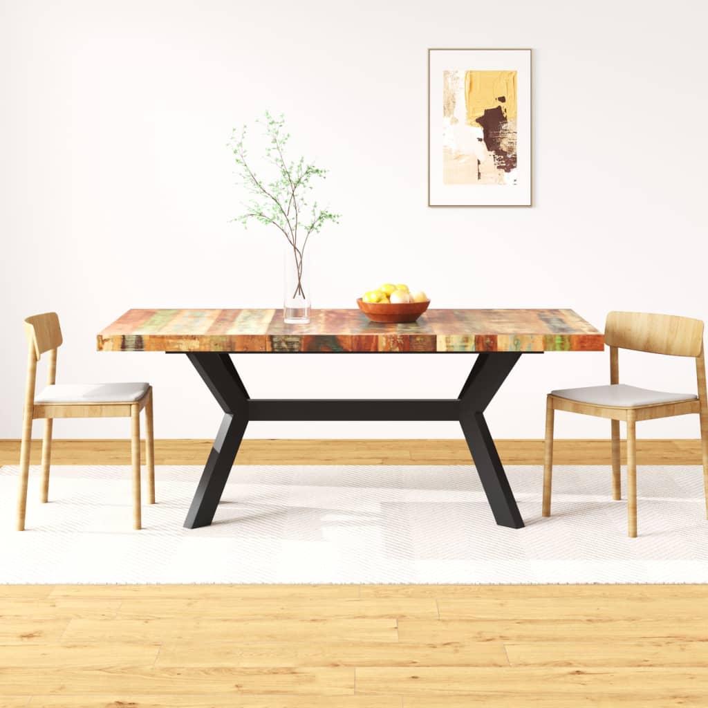 vidaXL Jedálenský stôl, masívne recyklované drevo a kríž z ocele, 180 cm
