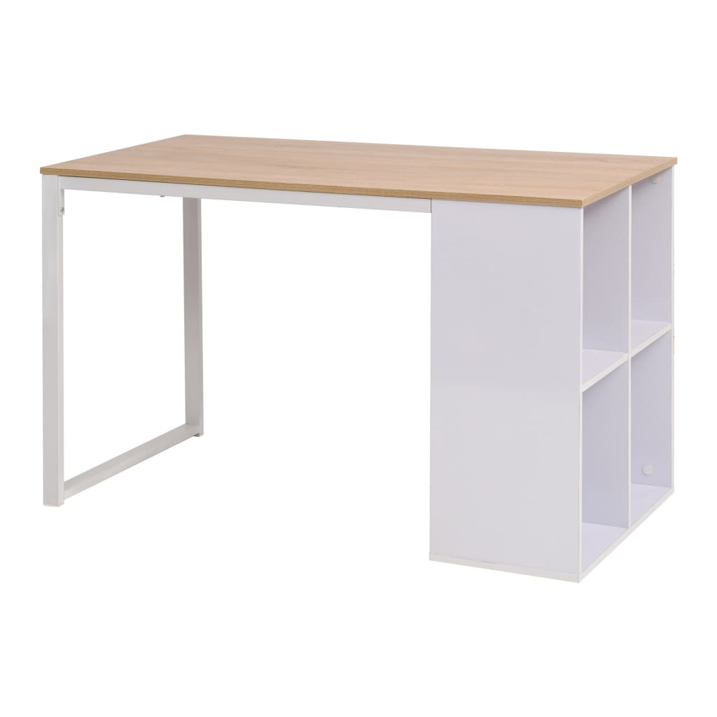 vidaXL Písací stôl, drevotrieska, 120x60x75 cm, dubová a biela farba
