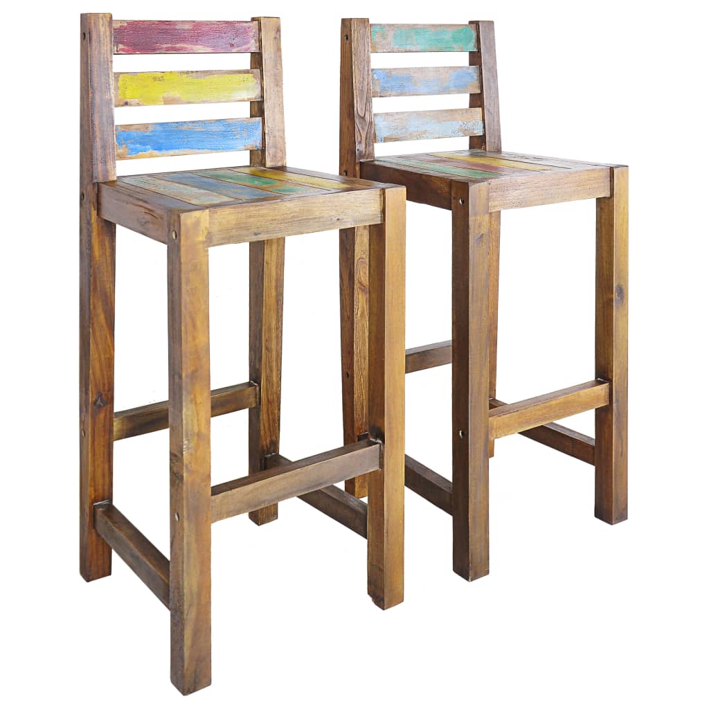 vidaXL Barové stoličky 2 ks recyklované drevo z lodí 40x40x106 cm
