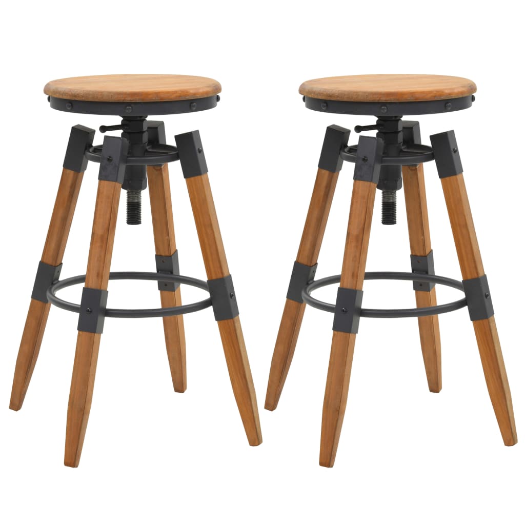 vidaXL Barové stoličky, 2 ks, jedľové drevo, 53,5x53,5x79 cm