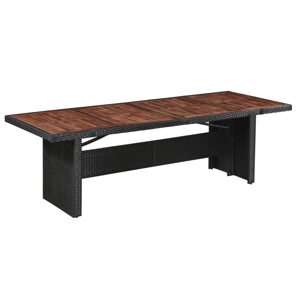 vidaXL Vonkajší jedálenský stôl z polyratanu a dreva 240x90x74 cm