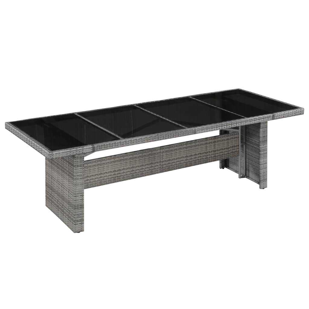 vidaXL Vonkajší jedálenský stôl polyratan a sklo 240x90x74 cm